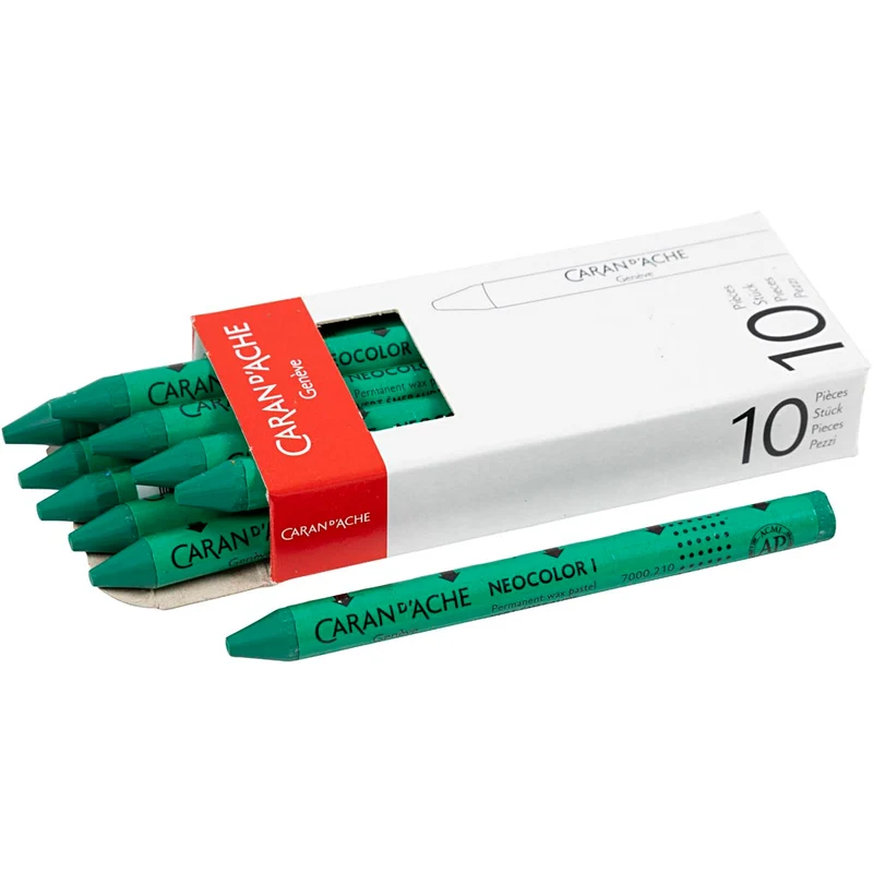 CARAN D’ACHE Neocolor I - Ölkreide, L 10 cm, Dicke 8,5 mm, Smaragdgrün (210), 10 Stk/ 1 Pck [HOB-34033]
