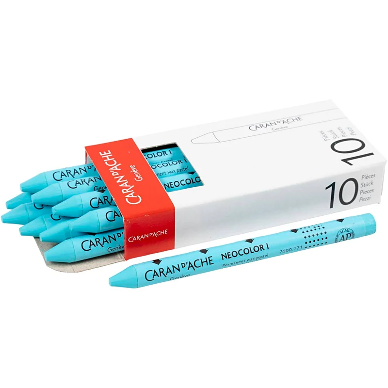 CARAN D’ACHE Neocolor I - Ölkreide, L 10 cm, Dicke 8,5 mm, Türkis (171), 10 Stk/ 1 Pck [HOB-34032]