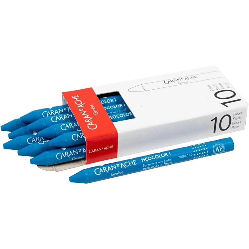 CARAN D’ACHE Neocolor I - Ölkreide, L 10 cm, Dicke 8,5 mm, Koblatblau (160), 10 Stk/ 1 Pck [HOB-34031]