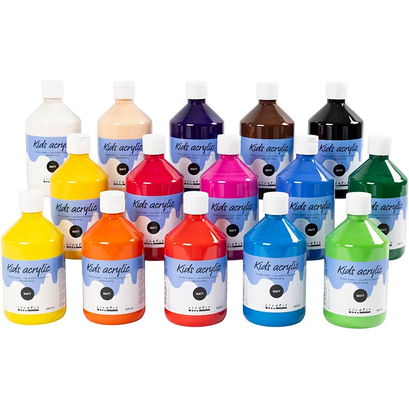 Acrylfarbe Matt, Sortierte Farben, 15x500 ml/ 1 Pck [HOB-32100]