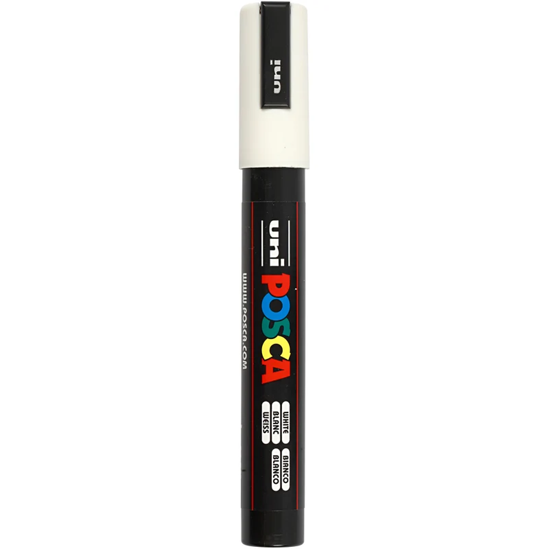 Posca Marker , Nr. PC-5M, Strichstärke 2,5 mm, Medium, Weiß, 1 Stk [HOB-276052]