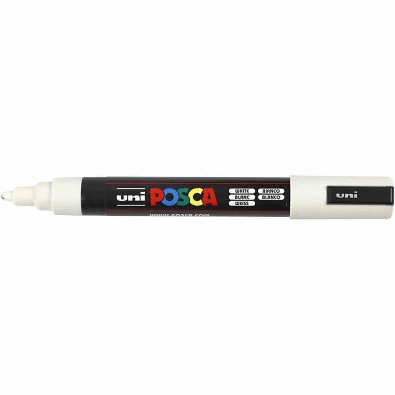 Posca Marker , Nr. PC-5M, Strichstärke 2,5 mm, Medium, Weiß, 1 Stk [HOB-276052]