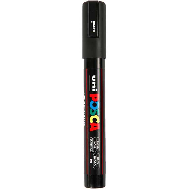 Posca Marker , Nr. PC-5M, Strichstärke 2,5 mm, Medium, Schwarz, 1 Stk [HOB-276046]
