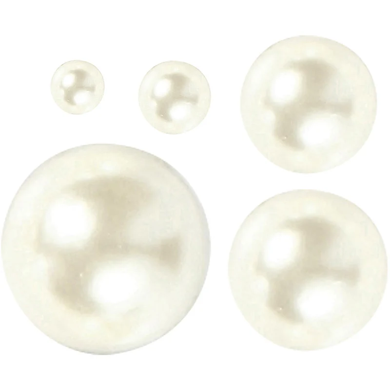 Halbperlen, Größe 2-8 mm, Weiß, 140 Stk/ 1 Pck [HOB-28316]