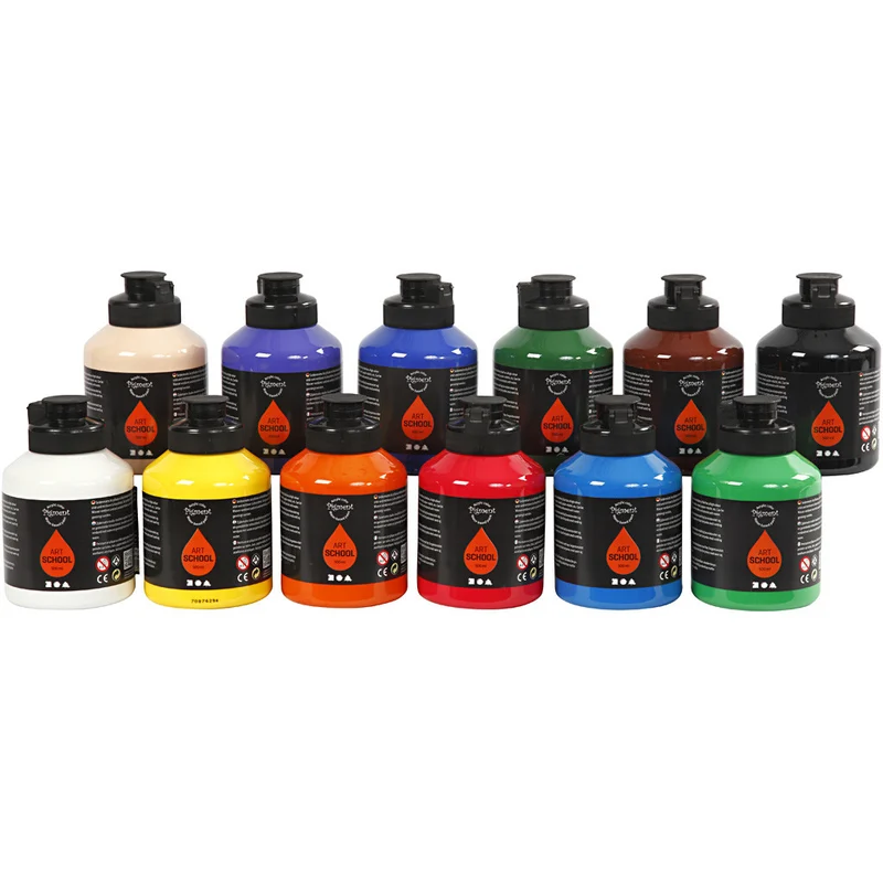 Acrylfarben, Mattglänzend, Standard-Farben, 12x500 ml/ 1 Pck [HOB-35490]