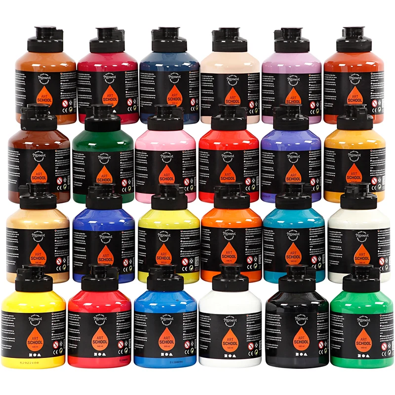 Acrylfarbe, Mattglänzend, Sortierte Farben, 24x500 ml/ 1 Pck [HOB-35480]