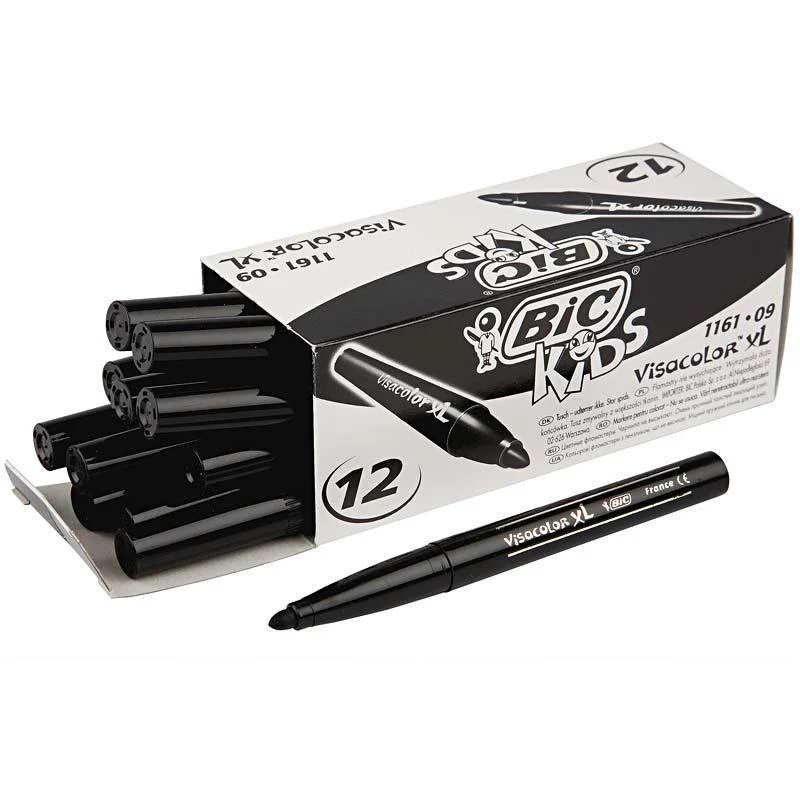 BIC Visa Color Filzstifte, Strichstärke 3 mm, Schwarz, 12 Stk/ 1 Pck [HOB-37409]
