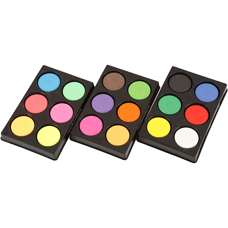Wasserfarben, H 16 mm, D 44 mm, Neonfarben, Zusätzliche Farben, 1 Pck [HOB-34495]