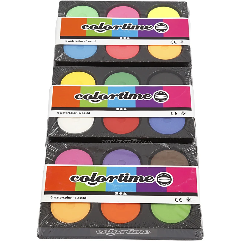 Wasserfarben, H 16 mm, D 44 mm, Neonfarben, Zusätzliche Farben, 1 Pck [HOB-34495]