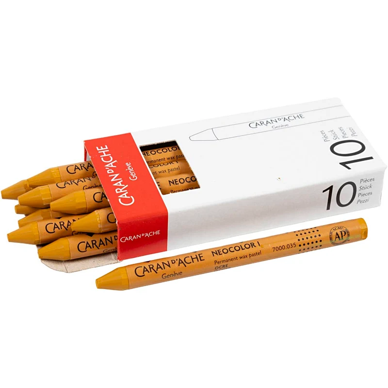 CARAN D’ACHE Neocolor I - Ölkreide, L 10 cm, Dicke 8,5 mm, Ocker (035), 10 Stk/ 1 Pck [HOB-34024]