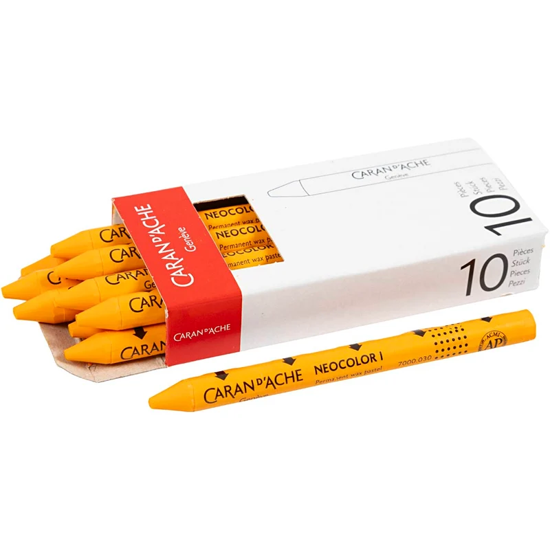 CARAN D’ACHE Neocolor I - Ölkreide, L 10 cm, Dicke 8,5 mm, Orange (030), 10 Stk/ 1 Pck [HOB-34023]