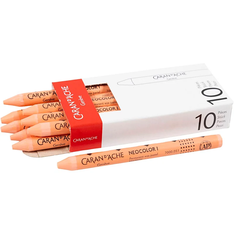 CARAN D’ACHE Neocolor I - Ölkreide, L 10 cm, Dicke 8,5 mm, Lachsfarbig (051), 10 Stk/ 1 Pck [HOB-34018]