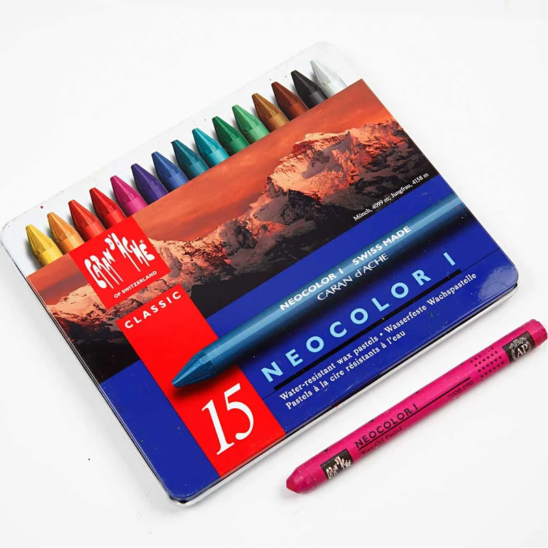CARAN D’ACHE Neocolor I - Ölkreide, L 10 cm, Dicke 8,5 mm, Weiß (001), 10 Stk/ 1 Pck [HOB-34020]