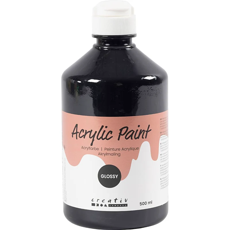 Acrylfarbe, glänzend, Schwarz, 500 ml/ 1 Fl. [HOB-32004]