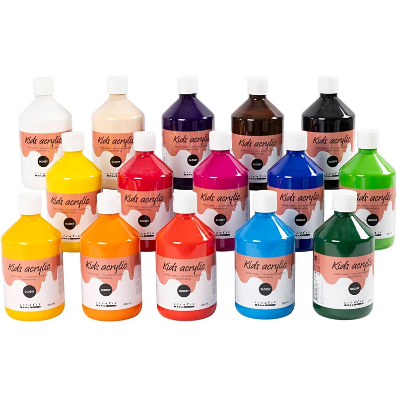 Acrylfarbe, glänzend, Sortierte Farben, 15x500 ml/ 1 Pck [HOB-32000]