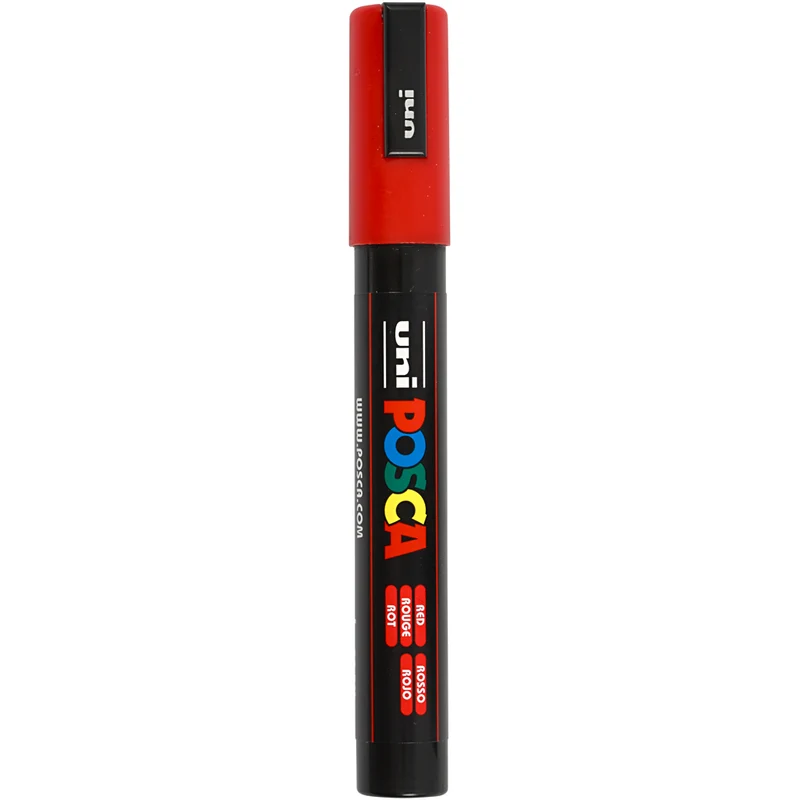 Posca Marker , Nr. PC-5M, Strichstärke 2,5 mm, Medium, Rot, 1 Stk [HOB-276040]