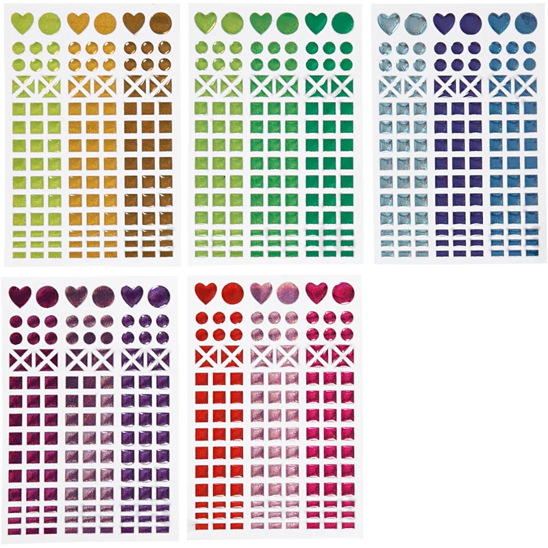 Mosaik-Sticker, D 8-14 mm, Blatt 11x16,5 cm, Sortierte Farben, 10 Bl./ 1 Pck [HOB-28253]