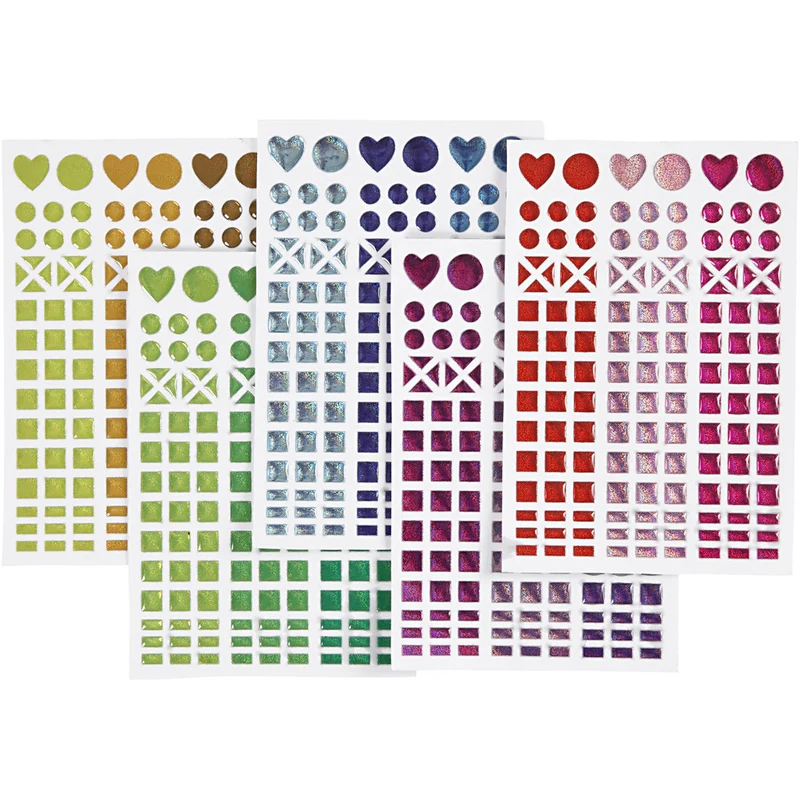Mosaik-Sticker, D 8-14 mm, Blatt 11x16,5 cm, Sortierte Farben, 10 Bl./ 1 Pck [HOB-28253]