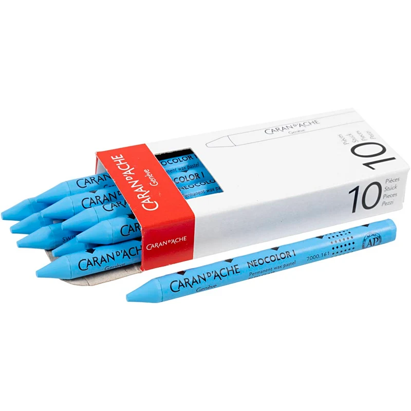 CARAN D’ACHE Neocolor I - Ölkreide, L 10 cm, Dicke 8,5 mm, Hellblau (161), 10 Stk/ 1 Pck [HOB-34005]