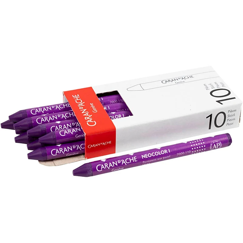 CARAN D’ACHE Neocolor I - Ölkreide, L 10 cm, Dicke 8,5 mm, Lila (110), 10 Stk/ 1 Pck [HOB-34003]