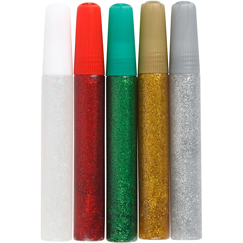 Glitzerkleber, Sortierte Farben, 5x10 ml/ 1 Pck [HOB-31810]