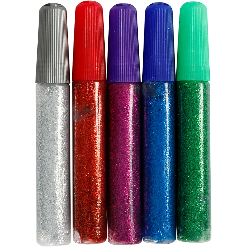 Glitzerkleber, Sortierte Farben, 5x10 ml/ 1 Pck [HOB-31808]