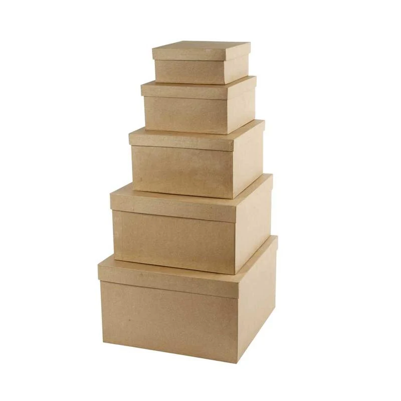 Quadratische Schachteln, H 8+10+13+15+17,5 cm, L 15,5+20+25+30+35,5 cm, B 15,5+20+25+30+35,5 cm, 5 Stk/ 1 Pck [HOB-26465]