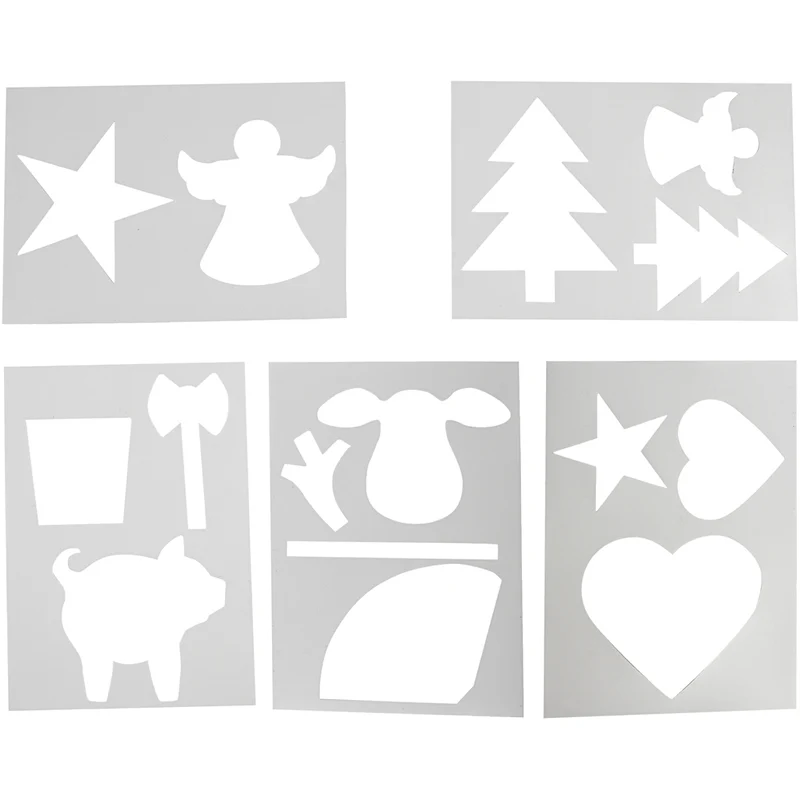Schablonen mit Weihnachtsmotiven, Weiß, A4, 210x297 mm, 5 Bl. sort./ 1 Pck [HOB-28203]