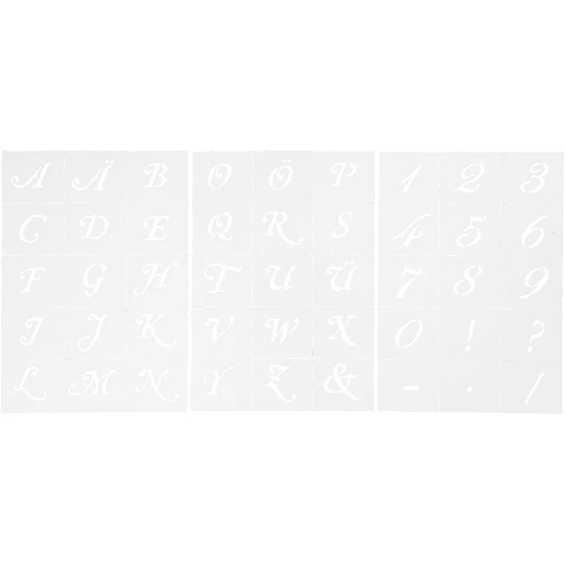 Schablone, Buchstaben & Zahlen, H 20-30 mm, A5, Blatt 148x210 mm, 3 Bl./ 1 Pck [HOB-26965]