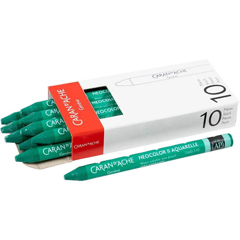 CARAN D’ACHE Neocolor II, L 10 cm, Dicke 8,5 mm, Smaragdgrün (210), 10 Stk/ 1 Pck [HOB-34063]