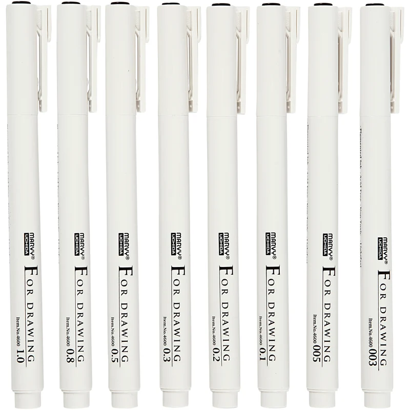Fine Line Marker - Sortiment, Strichstärke 0,03+0,05+0,1+0,2+0,3+0,5+0,8+1,0 mm, Schwarz, 8 Stk/ 1 Pck [HOB-25011]