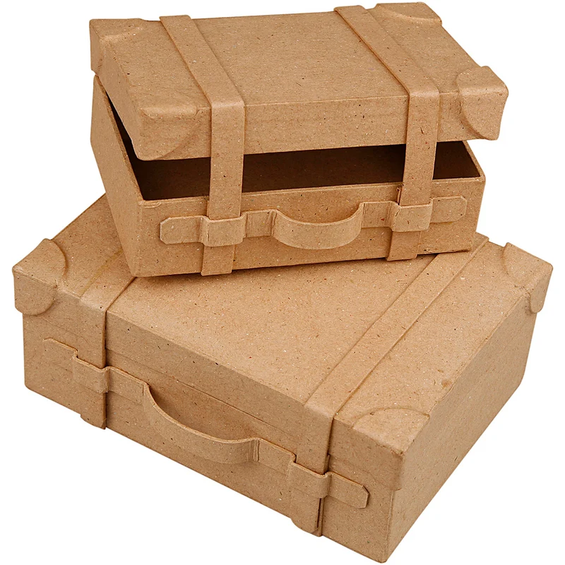 Koffer, mini, H 4,5+5 cm, L 7.5+10 cm, B 11+14 cm, 2 Stk/ 1 Set [HOB-263990]