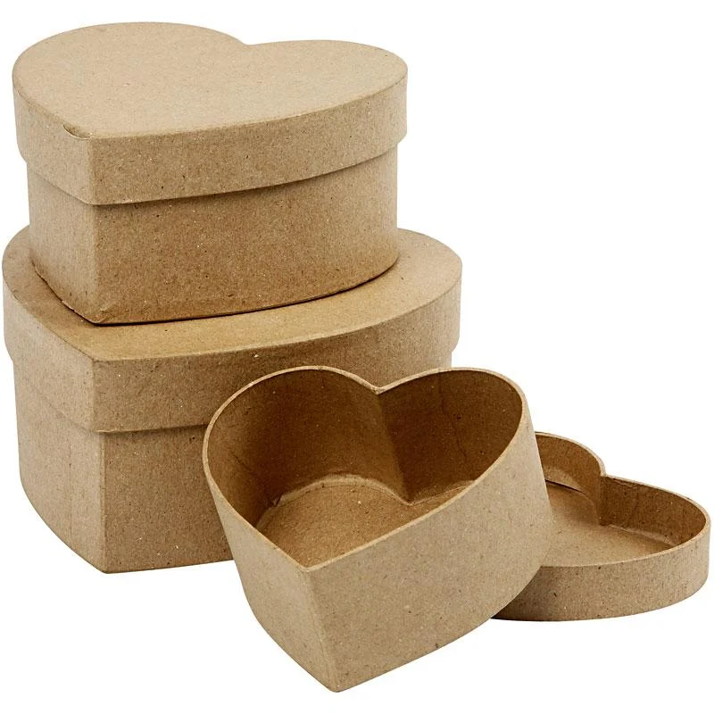 Herzförmige Schachteln, H 5+6,5+7,5 cm, B 10+12,5+15 cm, 3 Stk/ 1 Set [HOB-263760]