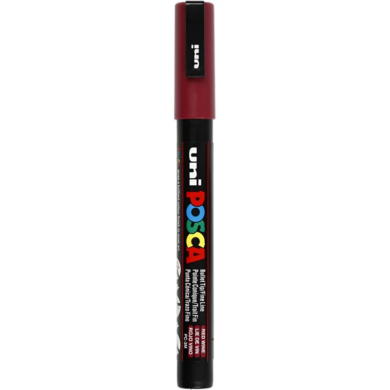 Posca Marker , Nr. PC-3M, Strichstärke 0,9-1,3 mm, fein, Bordeaux, 1 Stk [HOB-274050]