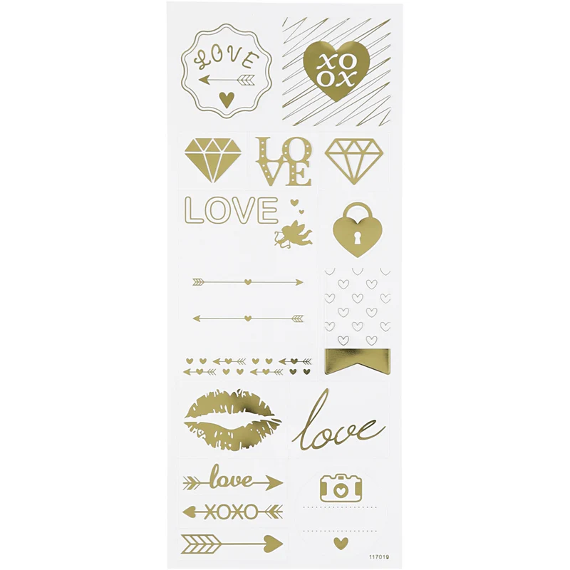 Sticker 'Thank you', Love, Blatt 10x24 cm, ca. 14 Stk, Gold, 1 Bl. [HOB-29148]