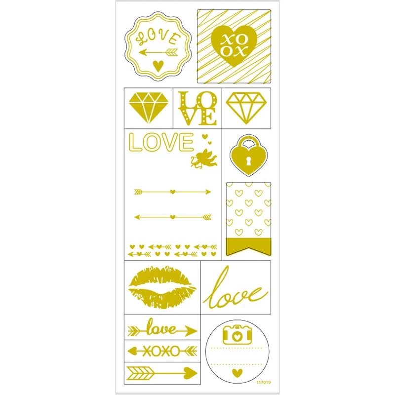 Sticker 'Thank you', Love, Blatt 10x24 cm, ca. 14 Stk, Gold, 1 Bl. [HOB-29148]