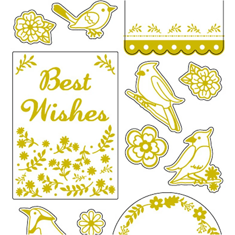 Sticker 'Thank you', Vögel, Blatt 10x24 cm, ca. 17 Stk, Gold, 1 Bl. [HOB-29146]