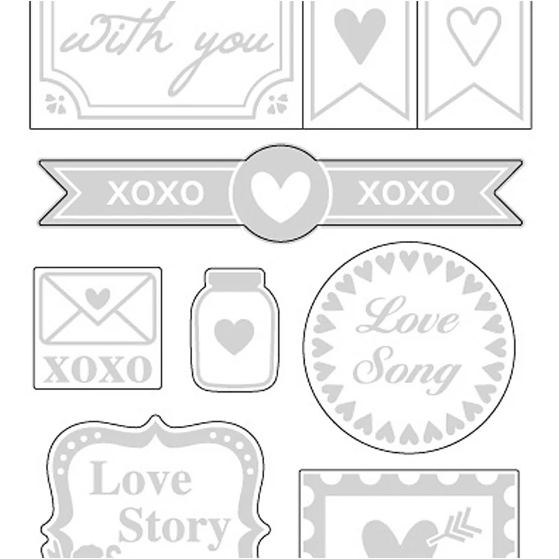 Sticker mit Sternen, Love, Blatt 10x24 cm, ca. 14 Stk, Silber, 1 Bl. [HOB-29142]
