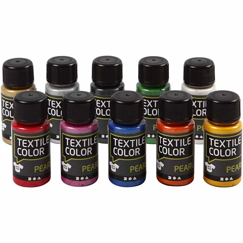 Textilfarbe, Perlmutt, Sortierte Farben, 10x50 ml/ 1 Pck [HOB-33699]