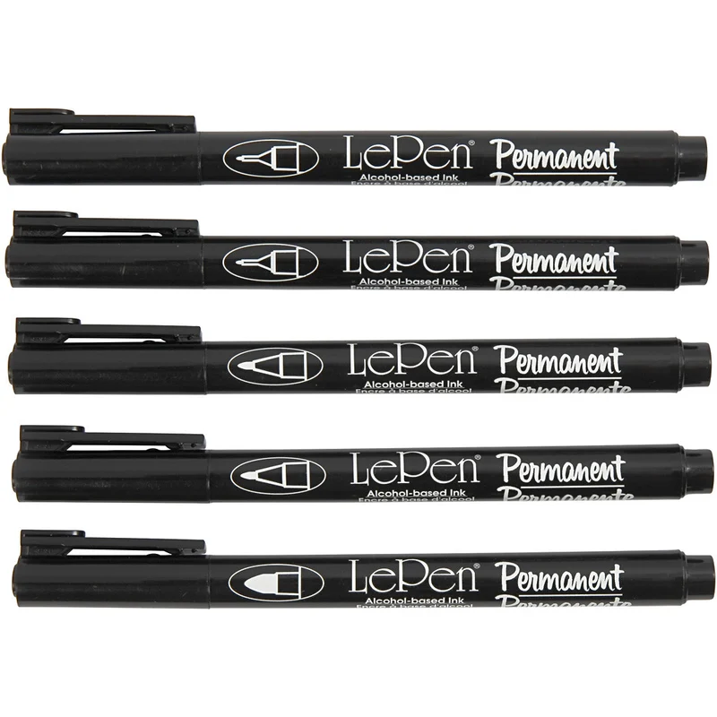 Permanent Marker, Strichstärke 2x0,6+2x0,8+1,3 mm, Schwarz, 5 Stk/ 1 Pck [HOB-25010]