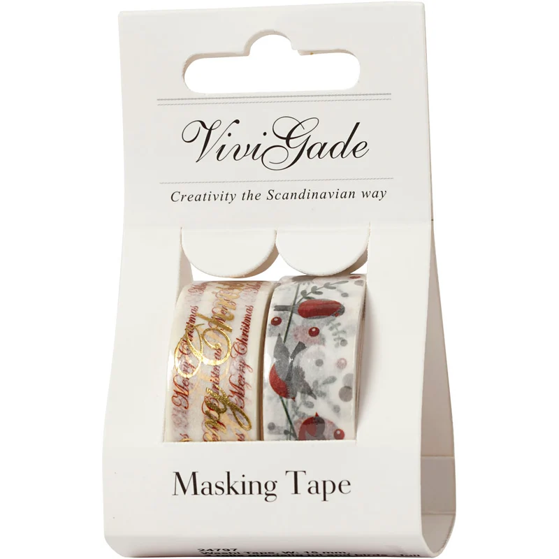 Washi Tape, Frohe Weihnachten & Vögel - Folie, B 15 mm, 2x4 m/ 1 Pck [HOB-24797]