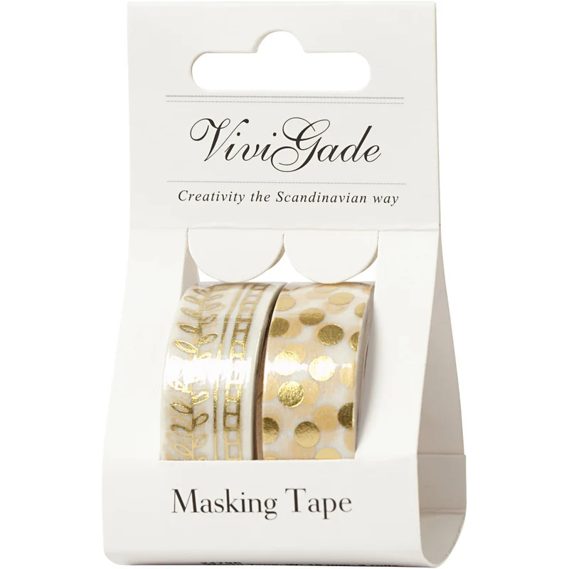 Washi Tape, Girlanden und Punkte, B 15 mm, Gold, 2x4 m/ 1 Pck [HOB-24796]