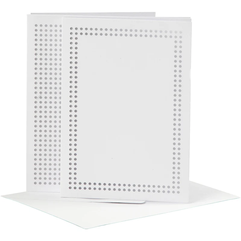 Karten zum Besticken, Kartengröße 10,5x15 cm, Umschlaggröße 11,5x16,5 cm, Weiß, 6 Set/ 1 Pck [HOB-23901]