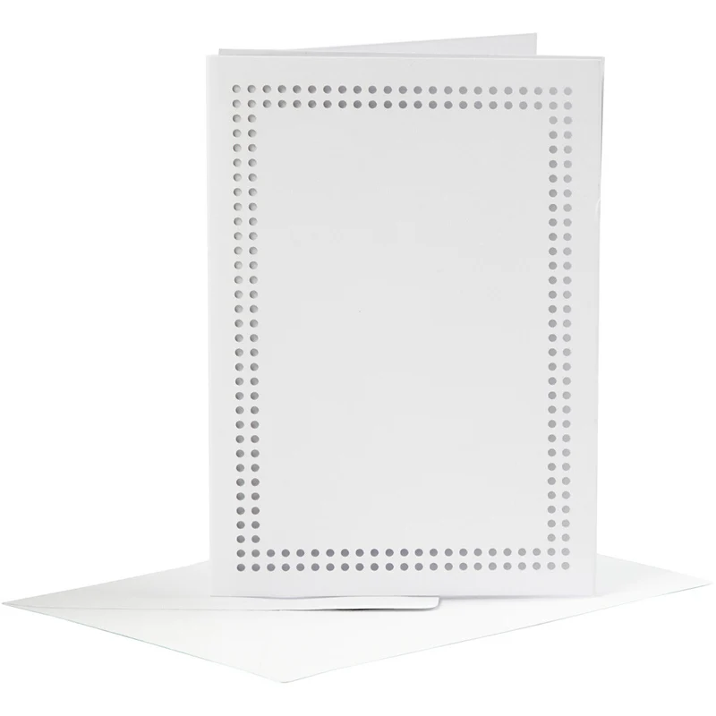 Karten zum Besticken, Kartengröße 10,5x15 cm, Umschlaggröße 11,5x16,5 cm, Weiß, 6 Set/ 1 Pck [HOB-23901]