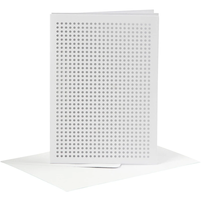 Karten zum Besticken, Kartengröße 10,5x15 cm, Umschlaggröße 11,5x16,5 cm, Weiß, 6 Set/ 1 Pck [HOB-23901]