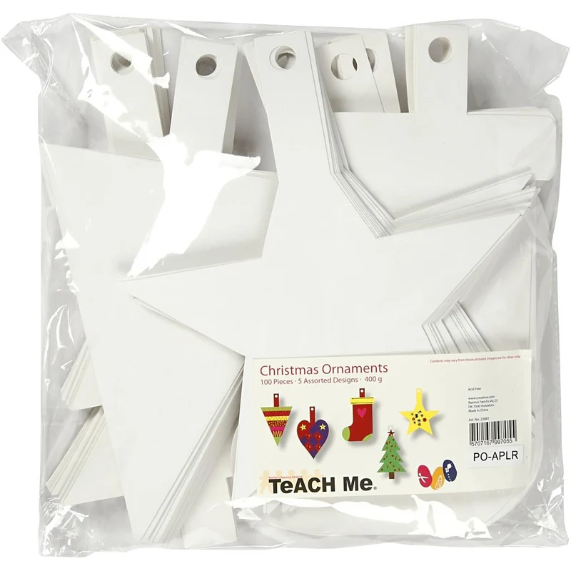 Weihnachtsanhänger, H 23,5-26,5 cm, B 15,5-20,5 cm, Weiß, 100 Stk/ 1 Pck [HOB-23881]