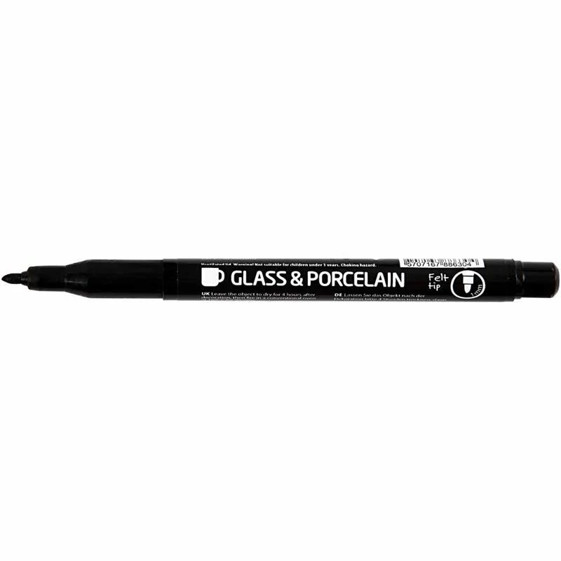 Konturenmarker für Glas/Porzellan, Strichstärke 1-3 mm, Halbdeckend, Schwarz, 1 Stk [HOB-31654]