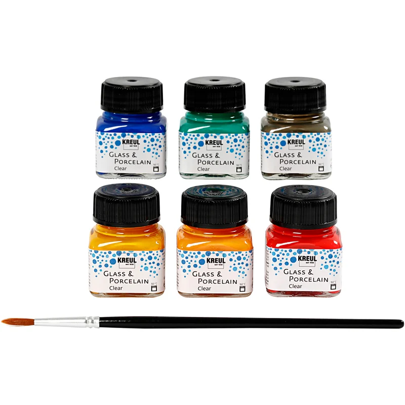 Glas- und Porzellanfarbe, Sortierte Farben, 6x20 ml/ 1 Pck [HOB-31406]