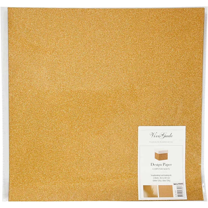 Design-Papier, Blatt 30,5x30,5 cm, 120+128 g, Gold, 2 Bl./ 1 Pck [HOB-26334]