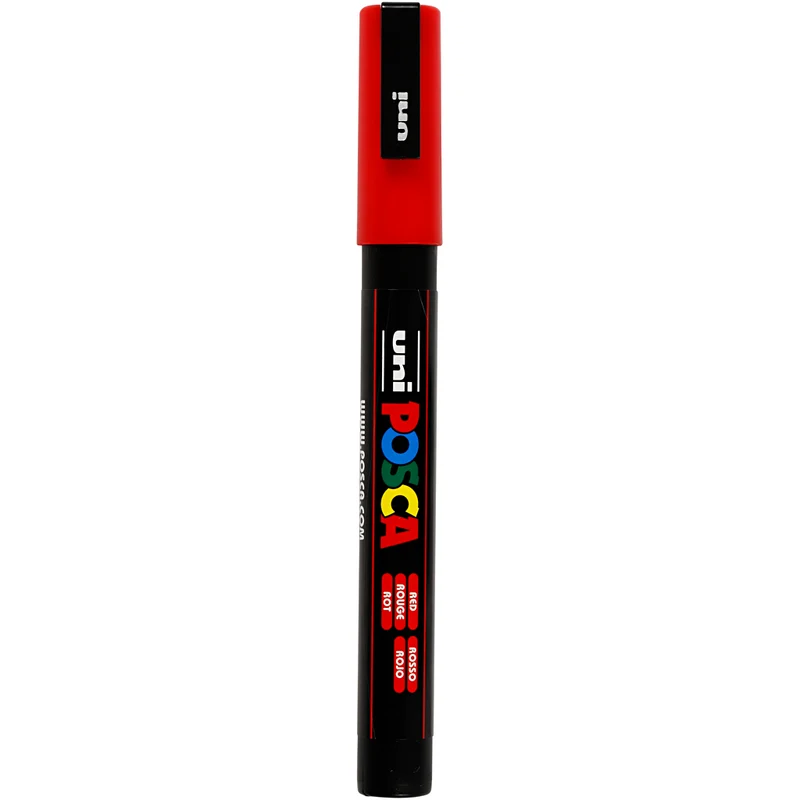 Posca Marker , Nr. PC-3M, Strichstärke 0,9-1,3 mm, fein, Rot, 1 Stk [HOB-274040]